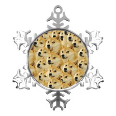 Doge, Memes, Pattern Metal Small Snowflake Ornament