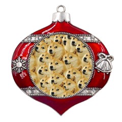 Doge, Memes, Pattern Metal Snowflake And Bell Red Ornament by nateshop