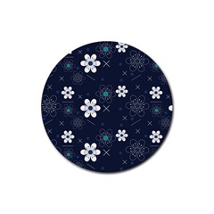 Flowers Pattern , Pattern, Flowers, Texture Rubber Coaster (round) by nateshop