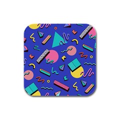 Geometric Shapes Material Design, Lollipop, Lines Rubber Square Coaster (4 Pack) by nateshop