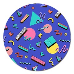 Geometric Shapes Material Design, Lollipop, Lines Magnet 5  (round) by nateshop