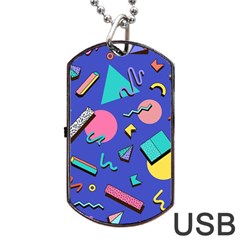 Geometric Shapes Material Design, Lollipop, Lines Dog Tag Usb Flash (two Sides) by nateshop