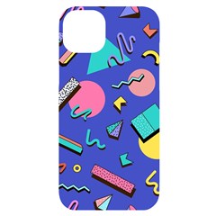 Geometric Shapes Material Design, Lollipop, Lines Iphone 14 Plus Black Uv Print Case by nateshop