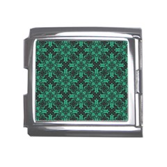 Green Damask Pattern Vintage Floral Pattern, Green Vintage Mega Link Italian Charm (18mm) by nateshop