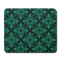 Green Damask Pattern Vintage Floral Pattern, Green Vintage Large Mousepad by nateshop