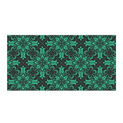 Green Damask Pattern Vintage Floral Pattern, Green Vintage Satin Wrap 35  X 70  by nateshop