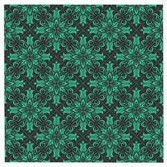 Green Damask Pattern Vintage Floral Pattern, Green Vintage Wooden Puzzle Square by nateshop