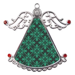 Green Damask Pattern Vintage Floral Pattern, Green Vintage Metal Angel With Crystal Ornament by nateshop
