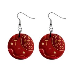 Holiday, Chinese New Year, Mini Button Earrings by nateshop