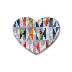 Mosaic, Colorful, Rhombuses, Pattern, Geometry Rubber Coaster (heart) by nateshop