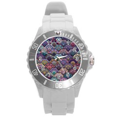 Texture, Pattern, Abstract Round Plastic Sport Watch (l) by nateshop