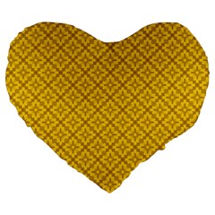 Yellow Floral Pattern Vintage Pattern, Yellow Background Large 19  Premium Flano Heart Shape Cushions by nateshop