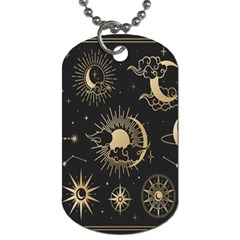 Asian Set With Clouds Moon Sun Stars Vector Collection Oriental Chinese Japanese Korean Style Dog Tag (one Side) by Grandong