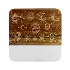 Asian Set With Clouds Moon Sun Stars Vector Collection Oriental Chinese Japanese Korean Style Marble Wood Coaster (square) by Grandong