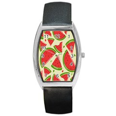 Cute Watermelon Seamless Pattern Barrel Style Metal Watch by Grandong