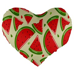 Cute Watermelon Seamless Pattern Large 19  Premium Heart Shape Cushions by Grandong