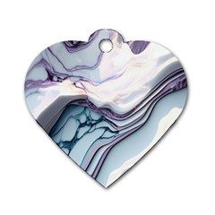 Marble Abstract White Pink Dark Dog Tag Heart (two Sides) by Grandong