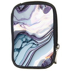 Marble Abstract White Pink Dark Compact Camera Leather Case by Grandong