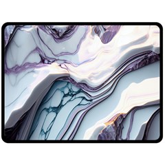 Marble Abstract White Pink Dark Two Sides Fleece Blanket (large) by Grandong