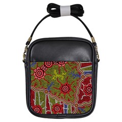 Authentic Aboriginal Art - Connections Girls Sling Bag by hogartharts