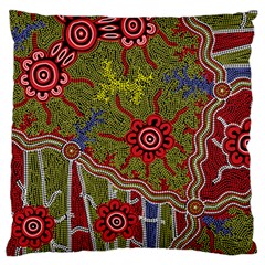 Authentic Aboriginal Art - Connections Large Cushion Case (two Sides)