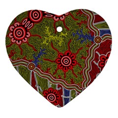 Authentic Aboriginal Art - Connections Heart Ornament (two Sides)