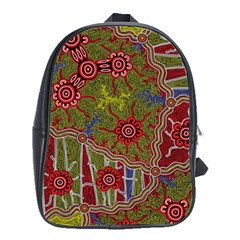 Authentic Aboriginal Art - Connections School Bag (large) by hogartharts