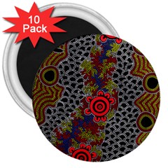 Authentic Aboriginal Art - Gathering 3  Magnets (10 Pack) 