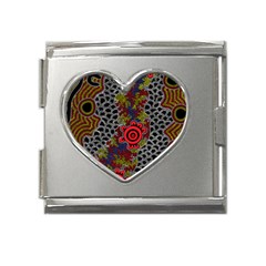 Authentic Aboriginal Art - Gathering Mega Link Heart Italian Charm (18mm)