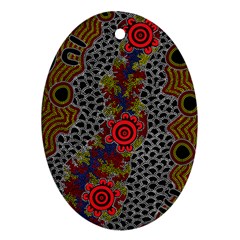 Authentic Aboriginal Art - Gathering Oval Ornament (two Sides)