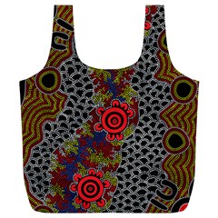 Authentic Aboriginal Art - Gathering Full Print Recycle Bag (xl) by hogartharts