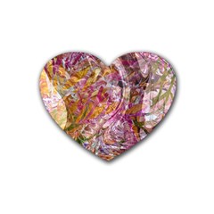 Abstract Pink Blend Rubber Heart Coaster (4 Pack) by kaleidomarblingart