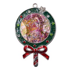 Abstract Pink Blend Metal X mas Lollipop With Crystal Ornament by kaleidomarblingart