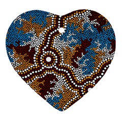 Authentic Aboriginal Art - Wetland Dreaming Heart Ornament (two Sides)