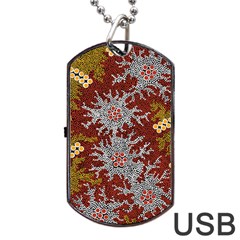 Authentic Aboriginal Art - Bushland Dreaming Dog Tag Usb Flash (one Side) by hogartharts