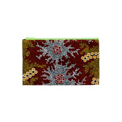 Authentic Aboriginal Art - Bushland Dreaming Cosmetic Bag (xs) by hogartharts