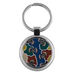 Authentic Aboriginal Art - Riverside Dreaming Key Chain (round)