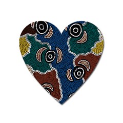 Authentic Aboriginal Art - Riverside Dreaming Heart Magnet
