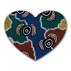 Authentic Aboriginal Art - Riverside Dreaming Heart Mousepad