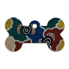 Authentic Aboriginal Art - Riverside Dreaming Dog Tag Bone (one Side)