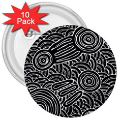 Authentic Aboriginal Art - Meeting Places 3  Buttons (10 Pack) 