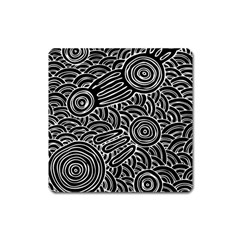 Authentic Aboriginal Art - Meeting Places Square Magnet by hogartharts