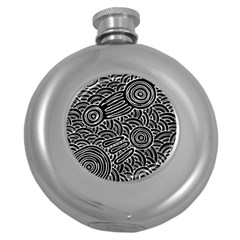 Authentic Aboriginal Art - Meeting Places Round Hip Flask (5 oz)