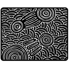 Authentic Aboriginal Art - Meeting Places Two Sides Fleece Blanket (Medium)