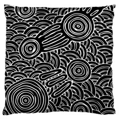 Authentic Aboriginal Art - Meeting Places Large Premium Plush Fleece Cushion Case (Two Sides)