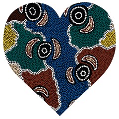 Authentic Aboriginal Art - Riverside Dreaming Wooden Puzzle Heart by hogartharts