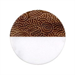 Authentic Aboriginal Art - Meeting Places Classic Marble Wood Coaster (Round) 