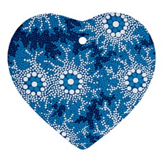 Authentic Aboriginal Art - Waterhole Dreaming Ornament (Heart)