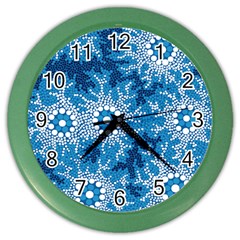 Authentic Aboriginal Art - Waterhole Dreaming Color Wall Clock