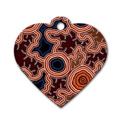 Authentic Aboriginal Art - Pathways Dog Tag Heart (two Sides)